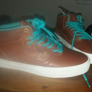 Men's leather high top casual athletic shoes.